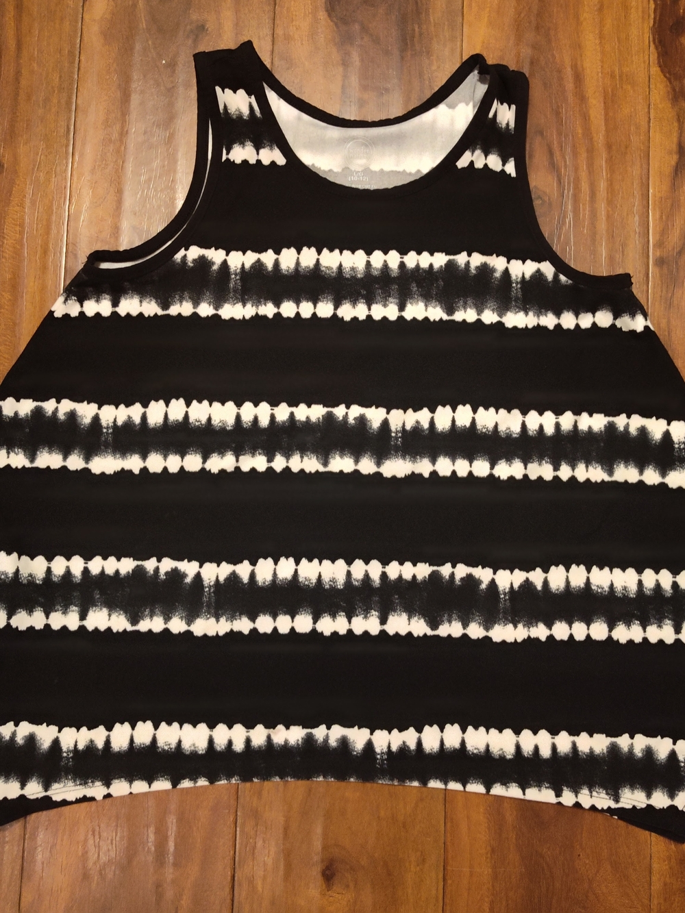 wonder nation Black and White Striped Tie-Dye Tank Top